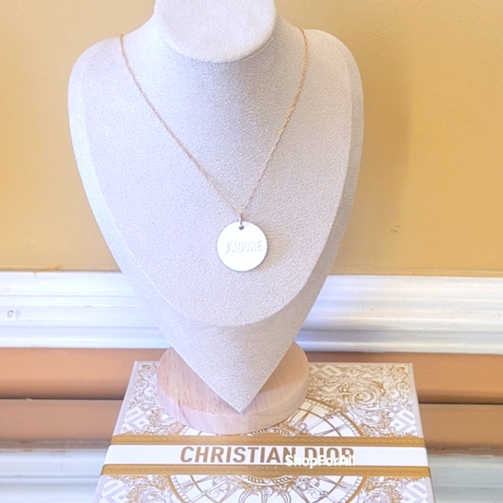 Christian Dior gold pendant Necklace gold tone & ceramic jadore - Picture 2 of 10
